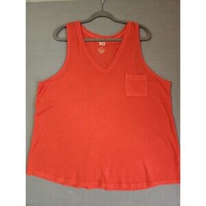 So Goods For Life Women's Tank Top, Size 1X, Coral, Pocket